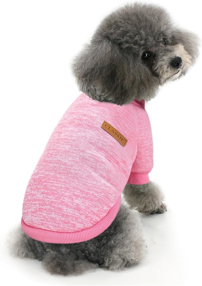 2 Pieces Pet Dog Classic Knitwear Sweater, Fleece Coat for Small,Medium Dogs,Warm Pet Dog Cat Clothes,Soft Puppy Customes for Chihuahua Yorkshire Tzu (Pink Purple,XS)
