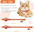 PUPTECK Airtag Cat Collar Breakaway 2 Pack with Bells, Reflective Kitten Collar with Air Tag Holder for Boy Girl Kitty and Puppies, Soft, Orange & Purple