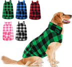 ASENKU Dog Winter Coat, Fleece Doggie Jacket Plaid Reversible Vest Waterproof Windproof Cold Weather Clothes for Small Medium Large Dogs (L, Green)