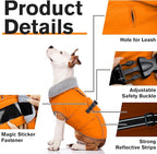 Lelepet Dog Coat Waterproof Dog Jacket Reflective Fleece Vest with Adjustable Buckle & Leash Hole Windproof Cold Weather Coats for Small Medium Large Dogs, Warm Hunting Vest, Orange, M