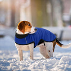 IDOMIK Dog Winter Coat, Warm Waterproof Dog Puffer Jacket with Harness Hole, Adjustable Reflective Snow Jacket Vest with Turtleneck, Pet Cold Weather Coats for Small Dogs,Blue,XS