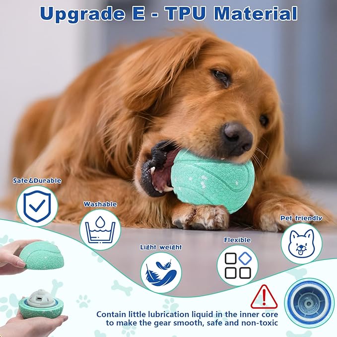 Magicorange Interactive Dog Toys,Automatic Rolling Dog Ball Toys,Dogs Rolling Effect Tennis Balls Herding Balls for Dogs (Lake Blue)