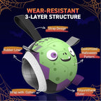 QDAN Halloween Dog Toys Soccer Ball: Premium Dog Soccer Balls with Straps- Outdoor Herding Balls Toys for Small Medium Dogs- Puppy Pet Birthday Gifts- 6 Inch Purple Green