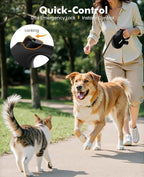 26ft Retractable Dog Leash with Chew Proof Extender, 2025 Upgraded Heavy Duty Retractable Pet Leash with Poop Bag Holder, Anti-Slip Grip, Reflective Leashes for Medium Large Dogs up to 110 lbs(Black)