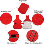 Dog Raincoat with Reflective Bar, Rain/Water Resistant, Adjustable Vest - Dog Raincoats for Greyhounds, Lurchers and Whippets - Red - S