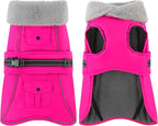 Dogcheer Dog Coat with Pocket, Waterproof Dog Jacket with Adjustable Buckle, Reflective Puppy Winter Coat Warm Turtleneck Fleece SnowJacket for Small Medium Large Dogs - Pink 2XL