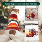 Kuoser Dog Sweater, XS Dog Sweater Pet Cable Knitted Pullover Warm Clothes, Puppy Turtleneck Classic Knitwear Soft Thickening Christmas Outfit, Cold Weather Thermal Wear for Small Dogs, Red XS