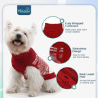 Mihachi Dog Sweaters for Medium Dogs Girl Boy,Soft Warm Dogs Shirt, Cold Weather Dog Coat Turtleneck Knitted Pullover Dog Clothes Costume with Leash Hole for Large Cat Puppy Doggy Pet,Red M