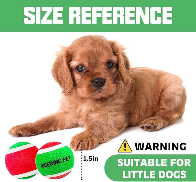 X-Small Dog Tennis Balls Dog Toys Ball 1.5" Pack of 12, Fit Ball Launchers,Christmas Dog Toys,Christmas Dog Gifts