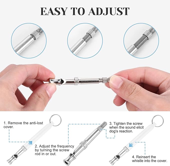 2 Pack Dog Whistle to Stop Barking Neighbors Dog, Professional Adjustable Ultrasonic Silent Dog Whistle for Dog Training Whistle for Recall or Scare Dogs Away with Lanyard (Black & White)