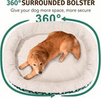 Orthopedic Washable Large Dog Bed: Memory Foam Waterproof Pet Bed with Bolsters - Removable Washable Cover for L XL XXL Large Sized Dog Bed - Non-Slip Bottom - Green