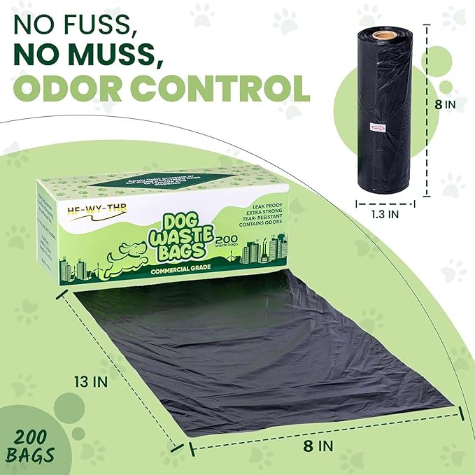 Large, Strong, Leak-proof Dog Waste Bags - 800 Count, 15 Pound Capacity, Opaque, Black Color, Ideal for Indoors and Outdoors