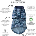 Toby II - The Perfect Tee, 3 Pack Short Sleeve Pet T-Shirt 100% Organic Cotton Tees Clothes for Small, Medium, Large Dogs, Navy Camo, Small