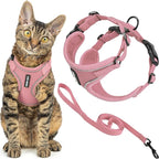 Voyager Escape Proof Cat Harness and Leash Set with Reflective Stitching, Neoprene Handle 5ft - Supports Small, Medium and Large Cats, Kittens for Walking by Best Pet Supplies - Pink, XS