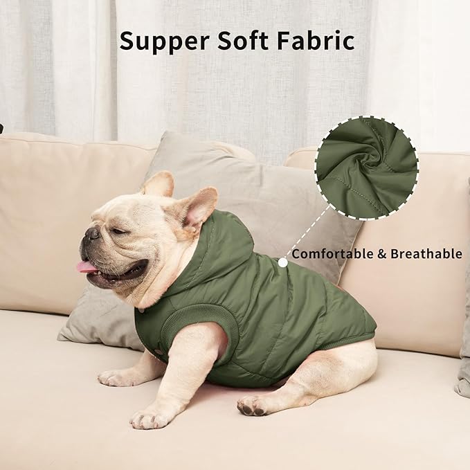 Extra Warm Dog Hoodie in Winter for Large Dogs Jacket Pet Coats with Hooded Green XXL