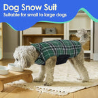 MIGOHI Reversible Winter Jacket for Dogs, Windproof Waterproof Coat for Cold Weather, British Style Plaid Warm Vest for Small Medium Large Dogs, Green 3XL