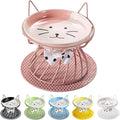 Raised Pet Food and Water Bowl, Cat and Small Dog Bowl, Tilted Ceramic Cat Water Bowl No Spill,15oz, Dishwasher Safe