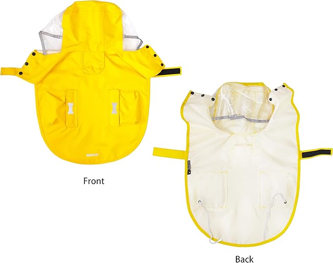 Waterproof Dog Raincoat, Adjustable Reflective Lightweight Pet Rain Clothes with Poncho Hood (XX-Large, Yellow)
