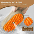 4-in-1 Cat Steam Brush for shedding – Self-Cleaning Comb for Long and Short Hair Cats and Dogs, Steam Pet Brush for Hair Removal, Vibrating Message, Grooming & Relaxation (Khaki)
