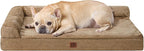 EHEYCIGA Memory Foam Dog Bed Medium Sized Dogs, Waterproof Dog Bed Orthopedic with Washable Removable Cover, Non-Slip Pet Bed Couch for Crate, 30x20x6 Inches, Camel