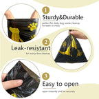 Bone Shaped Dog Waste Bag Dispenser with Leakproof Bags, 2 Holders, 30 Bags, Black