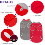 cyeollo 2 Pack Dog Sweaters Stretchy Fleece Sweatshirt with Leash Hole Pullover Stretchable Reflective Dog Sweater Pet Clothes for Small Puppy Dogs Cats Apparel Size S