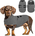 Queenmore Small Dog Sweaters, Soft Fleece Vest Pullover Dog Jacket with Leash Hole, Warm Winter Dogs Clothes Cold Weather Doggy Dachshund Sweater for Small Doggy Cats Boy or Girl (Grey, S)