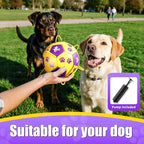 Size 3 Dog Soccer Ball with Straps Durable Training Ball for Pets Interactive Outdoor Dog Toy,Yellow & Purple, Paw and Puppy Design, for Medium & Large Puppie