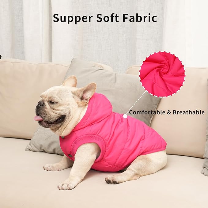 Fleece Lining Extra Warm Dog Hoodie in Winter for Medium Dogs Jacket Pet Coats with Hooded Pink L