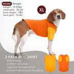 2 Pack X-Large Dog Shirts - Breathable Lightweight Durable Tees, Durable Moisture-Wicking Clothes for Beagle, Bullmastiff, Sleeping Hot Summer Day Outdoor Activities, Travel, Seaside, Orange