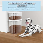 6 lbs Airtight Dog Cat Food Storage Container and Dog Treat Containers BPA-Free, PET Clear Stackable Pet Storage Bin, 1-Cup Scoop, 1-Sponge cleaning brush, Pop Top, With handle, Easy Mobility-Medium