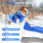 Dog Winter Coat Reflective Water-Resistant Jacket, Fleece Lined Windproof Puppy Coat with Back Zipper & D-Ring, Cold Weather Dog Coats for Small Medium Large Dogs （XXL,Blue）