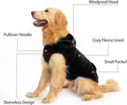 EXPAWLORER Dog Hoodie Fleece Sweater Vest, Hooded Dog Sweatshirt Fall Winter Pet Clothes with Leash Hole, Sleeveless Warm Cozy Puppy Clothing for Cat Small Medium Large Dogs Girl Boy, Black XL