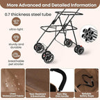 Double Pet Stroller for Dogs and Cats,Cat Strollers for 2 Cats,Double Dog Stroller for 2 Small Medium Dogs,4 Lockable Wheels/Lightweight/Folding,Khaki
