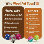 Hustle & Blush Wool Felt Balls 3 Pack Love Ewe Pet Supplies - 2 in Felted Wool Cat Toys 100% New Zealand Wools Felt Cat Toys Handmade Wools Felts Balls - Cats Felts Ball with Bell - Roll The Mice