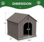 Large Dog House for Outdoor & Indoor, Waterproof Puppy Shelter with Air Vents & Elevated Floor, Easy Assemble Sturdy Dog Kennel for Large Dogs(Grey,36.2''L×38''W×38''H)