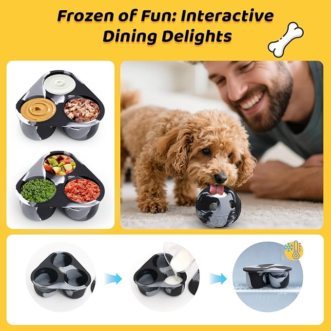 IFOYO Frozen Treat Dog Toy Ball for Small to Medium Dogs, Silicone Enrichment Dog Toys to Keep Them Busy, Reduce Anxiety, Puzzle Treat Dispensing Dogs Toys for Slow Food Training, Easy to Clean