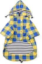 Dog rain Coat Waterproof Raincoat Puppy Jacket with Legs Buttons Zipper Hood Drawstring Fit for Yorkie Terrier Schnauzer Poodle Border Collie Labrador Golden Retriever 8lbs to 80lbs Yellow XL