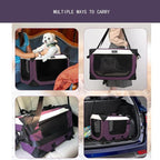 Collapsible Dog Travel Crate,Portable Soft-Sided Pet Carrier Extra Large Cat Carrier with Soft Plush Plush Mat for Indoor and Outdoor,28x20x20in,Purple