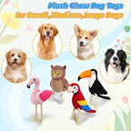4-Pack Squeaky Dog Toys for Small Medium Large Dogs Interactive Rope Plush Dog Toys Set Flamingo, Parrot, Toucan, Owl Stuffed Puppy Toys for Teething, Anxiety Relief Perfect for Aggressive Chewers