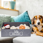 Large Dog Toy Box - Trapezoid Dog Toy Bin with Handles, Collapsible Pet Supplies Storage Basket, Perfect for Organizing Dog Cat Toys and Accessories