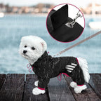 Dog Raincoat, Waterproof Dog Rain Jacket with Hood, Rain Coat with Leash Hole, Reflective Strap for Small Medium Dogs, Lightweight Puppy Clothes(Black,XS)