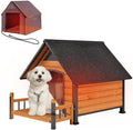 Outdoor Dog House with All-Around Insulated Liner Weatherproof Puppy Shelter Indoor Dog Kennel, Anti-Bite Dog Home for Large Breed with Porch (Brown (Heated Liner), Medium)