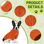 Small Dog Thermal Pullover Sweater, Classic Turtleneck Cable Knitwear Dog Clothes for Cold Weather Warm Pet Clothes for Chihuahua, Bulldog, Dachshund, Pug Orange Small