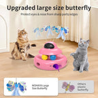 Automatic Cat Toys,4-in-1 InteractiveCat Toys for Bored Indoor Adult Cats, Electric Flying Butterfly,Rechargeable Moving Ambush Feather,Pink Kitter Toy Track Balls