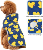 Dog Raincoat for Small Dogs Puppies Waterproof Hooded Rain Jacket with Reflective Strips Leash Hole & Poncho Adjustable Fit (Duck,S)