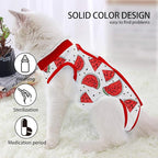 Cat Professional Surgical Recovery Suit,E-Collar Alternative for Cats Dogs,After Surgery Wear, Pajama Suit,Home Indoor Pets Clothing (M (6-8 1bs), Watermelon)