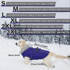 Lelepet Warm Dog Winter Coat Waterproof Dog Jacket with Adjustable Buckle & Leash Hole Reflective Pet Fleece Snowsuit Turtleneck Windproof Cold Weather Coats, Blue, XXXL