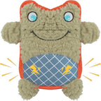 Crinkle Dog Toys Squeaky Plush No Stuffing Cute Puppy Stuffless Tough Rop Pull Toy, Fun Dog Stuffed Animals Durable Chew Set for Small Medium Large Pup (Large, Green Frog)