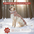 FUAMEY Dog Coat for Small Dogs,Waterproof Dog Winter Jacket with Harness Built in Puppy Cold Weather Coats Reflective Pet Vest with Zipper Warm Fleece Dogs Snowsuit Windproof Red Plaid S